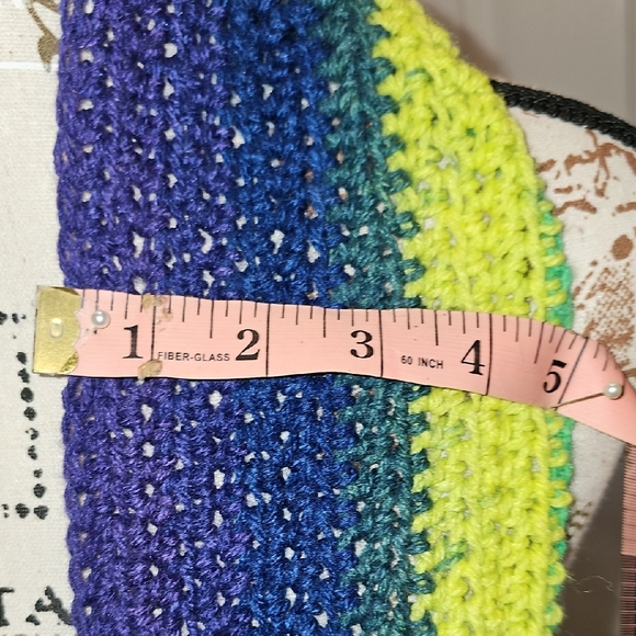 Handknit urple and Yellow Knit Scarf - Picture 12 of 12
